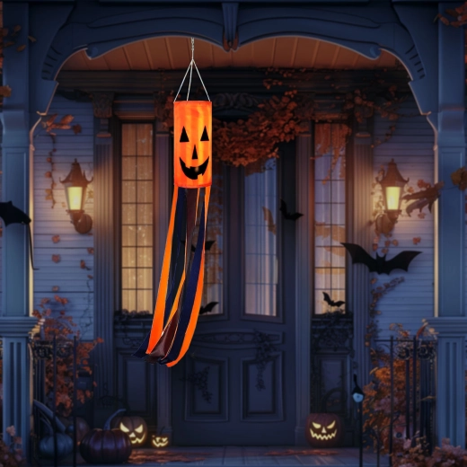 Suflantă de vânt de Halloween cu dovleac, portocalie, 122 cm