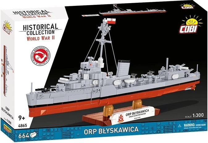 Set de construcție Cobi ORP Błyskawica – distrugător (664 piese)