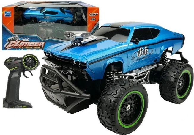 Mașină RC off-road cu roți înalte 1:24 – Albastru