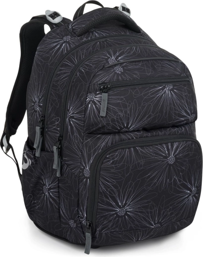 Bagmaster Zipster rucsac școlar negru cu flori