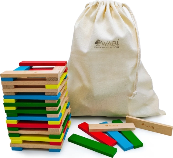 Plăcuțe de construcție din lemn WABI Planks 12 cm – set 100 buc