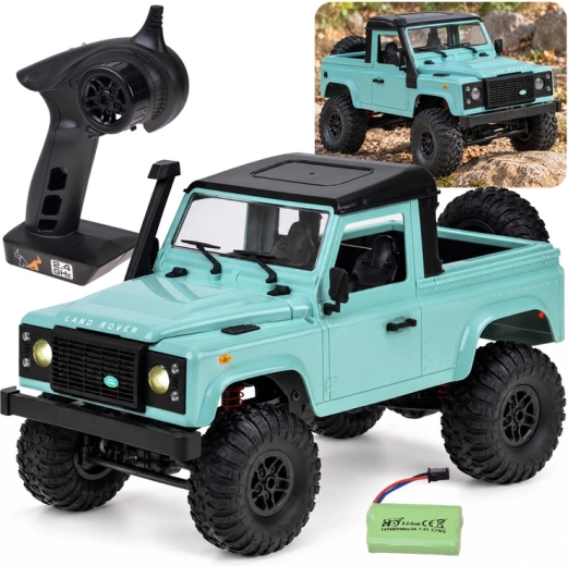 Mașină de teren Land Rover Defender pickup cu telecomandă, 4x4, scara 1:12