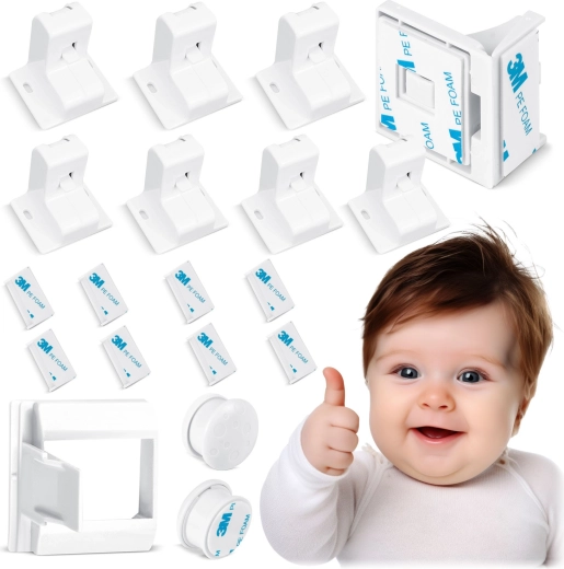 Blocaje magnetice pentru dulapuri RICOKIDS pentru copii, set de 8 piese