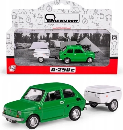 Fiat 126p cu rulotă Niewiadów N250C verde (1:43)