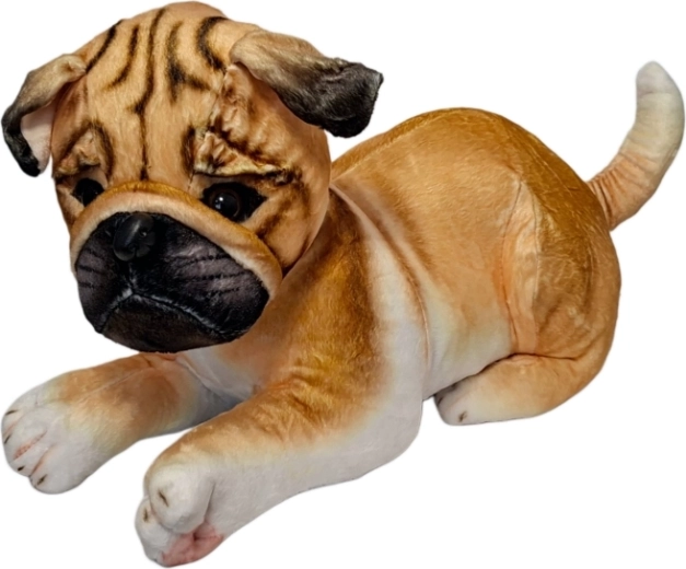 Câine mops de pluș maro-bej - 1 bucată