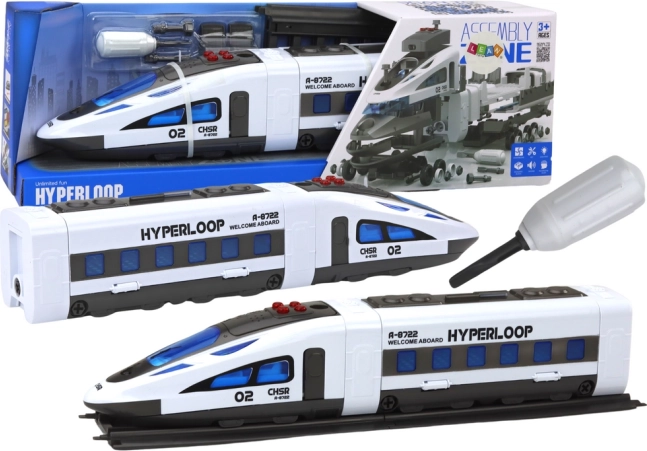 Trenuleț HYPERLOOP de înșurubat cu lumini, sunete și șine