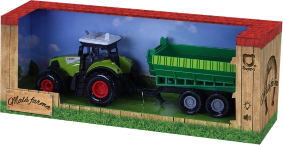 Tractor din plastic cu sunet și lumină, cu remorcă – Ferma mea mică