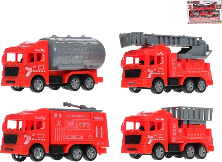 Set de mașini de pompieri cu mecanism de întoarcere, 8 buc.