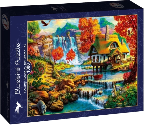 Puzzle Bluebird Casă rurală lângă cascadă 1000 de piese