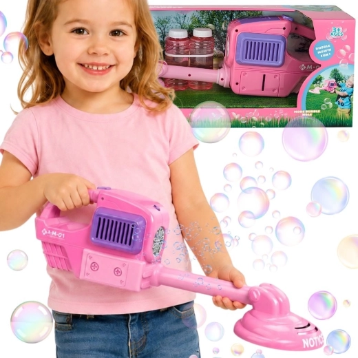 Mașină de tuns iarba manuală cu bule Woopie, roz