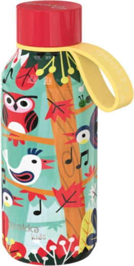 Sticlă termo din inox Quokka Kids Solid Birds cu baretă 330 ml