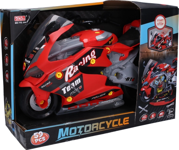 Motocicletă de asamblat cu efecte și abur, 46 cm