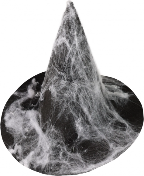 Pălărie de vrăjitoare cu pânză de păianjen pentru adulți