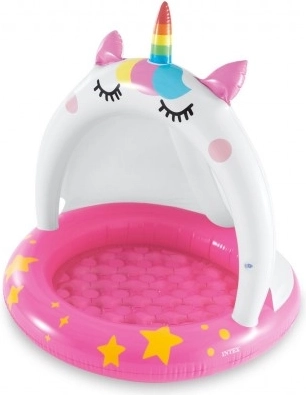 Piscină gonflabilă pentru copii cu baldachin în formă de unicorn INTEX