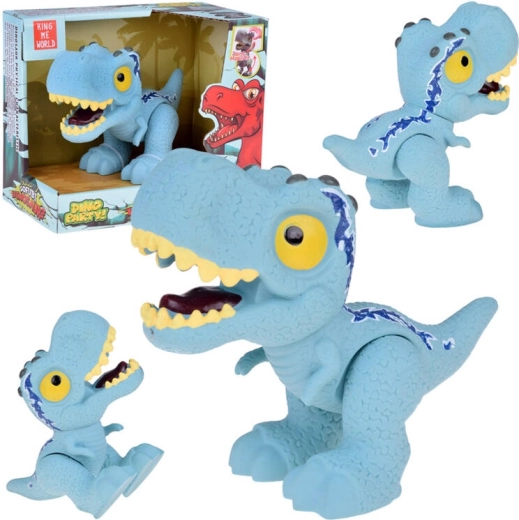 Figurină dinozaur velociraptor albastră cu membre mobile