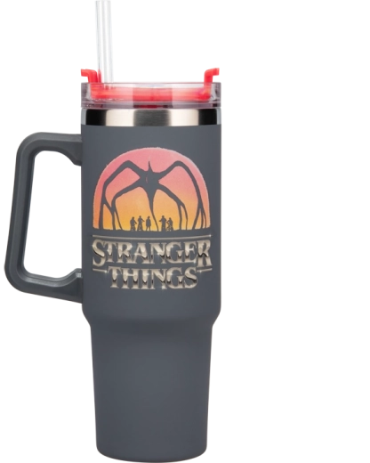 Termo tumbler Stranger Things 1200 ml cu pai și mâner