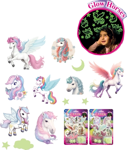 Autocolante luminoase lună, stele și unicorni pentru camera copiilor