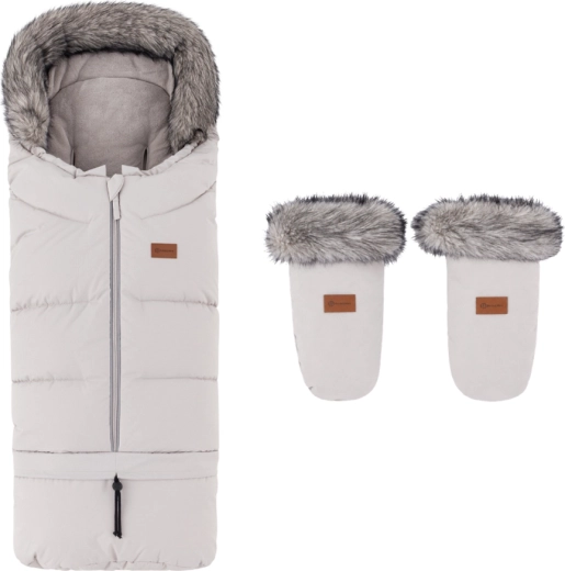 Suflet de iarnă Petite&Mars Arctic 4v1 cu mănuși pentru cărucior Fjora Champagne Shower