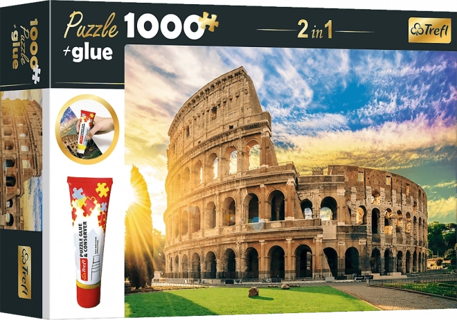 Set puzzle 2în1 Amfiteatrul Flaviu, Roma – 1000 piese cu adeziv