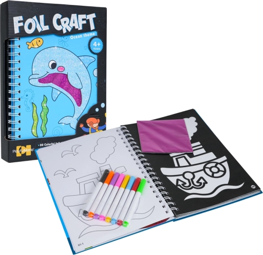 Set creativ cu folii și planșe de colorat 2 în 1 – ocean