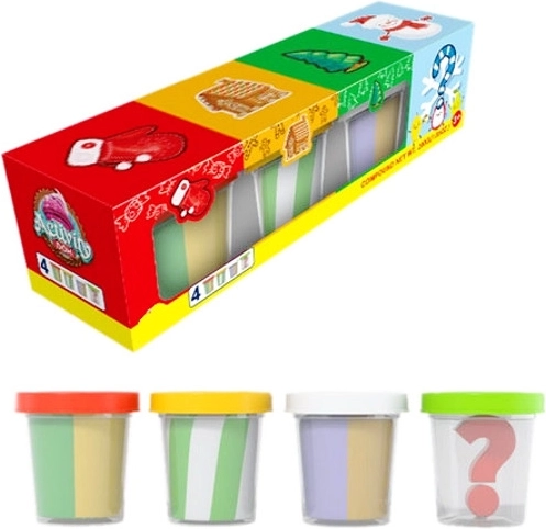 Plastilină festivă cu surpriză (set de 4 buc.)