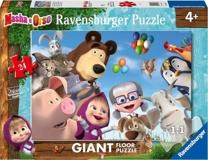 Puzzle de podea uriaș Ravensburger Masha și Ursul (24 de piese)