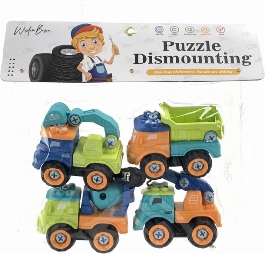 Set de construcție DIY – betonieră, macara și excavator cu lumini și sunete