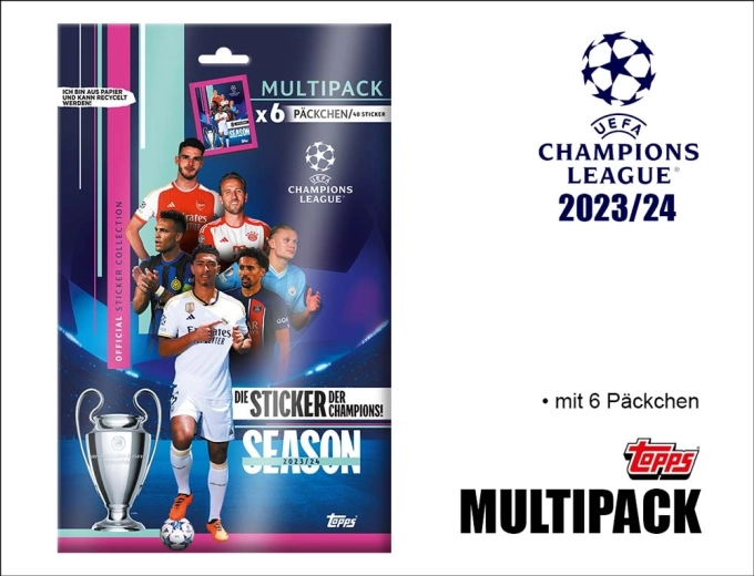 Topps UEFA Champions League 2023/2024 abțibilduri – multipack (6 plicuri)