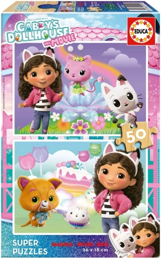 Educa puzzle din lemn Casa magică a lui Gabby 2 × 50 de piese