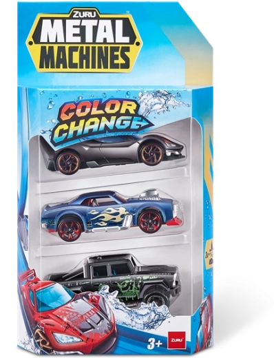Metal Machines set de mașinuțe care își schimbă culoarea, 3 buc.