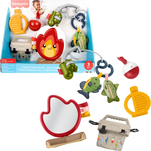 Fisher-Price set cadou senzorial de jucării pentru bebeluș Biwak Malucha (camping) – 7 piese
