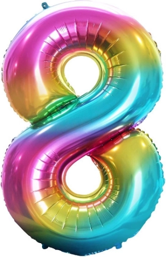 Balon din folie cifră 8 curcubeu 85 cm
