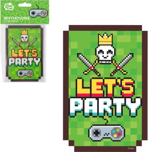 Invitații cu plicuri Game On, 6 buc