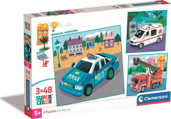 Puzzle CLEMENTONI 3×48 piese – vehicule de salvare