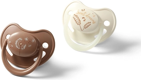 BabyOno suzete anatomice din silicon 18+ luni, 2 bucăți (de zi + de noapte cu mâner luminos)