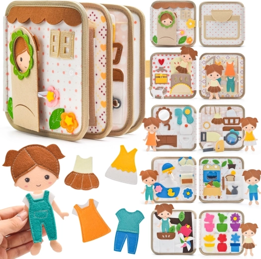 2Kids Toys carte senzorială busy din material textil – căsuță cu păpușă