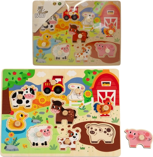 Puzzle din lemn cu inserții – Ferma Mare