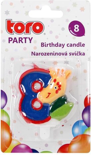 Lumânare pentru tort cifră 8 cu girafă, cu bețișor, 5 cm