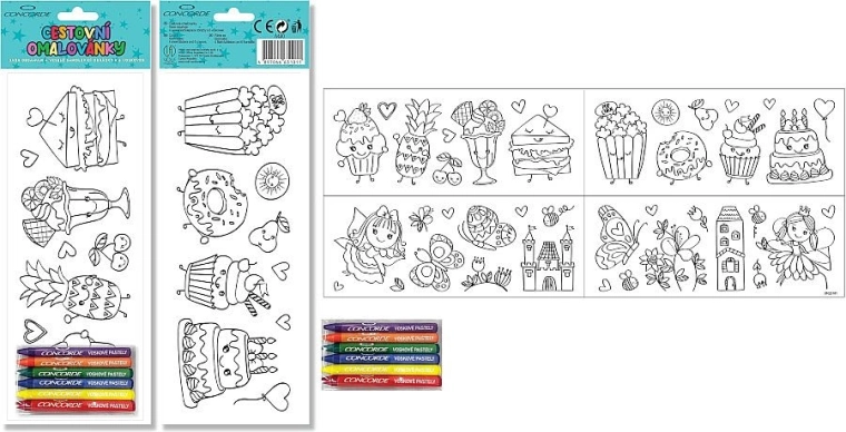 Caiet de colorat autoadeziv pentru călătorii CONCORDE cu 6 creioane cerate