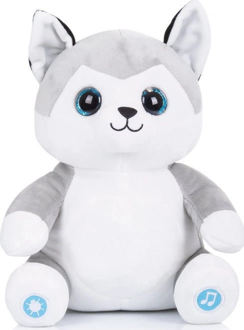 Husky de pluș cu luminițe și muzică CHIPOLINO