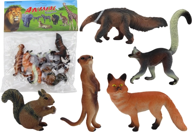 Figurine Animale 5 Buc: Veveriță, Suricată, Furnicar, Vulpe, Lemur