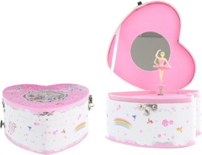 Cutie muzicală pentru bijuterii cu balerină – inimă, roz