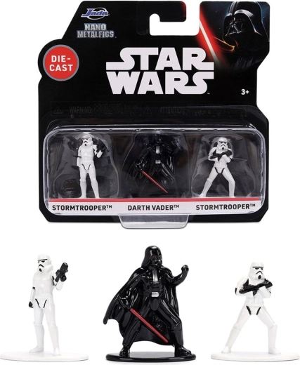 Set de 3 figurine STAR WARS: Darth Vader și 2× Stormtrooper – Jada Toys Nano Metalfigs