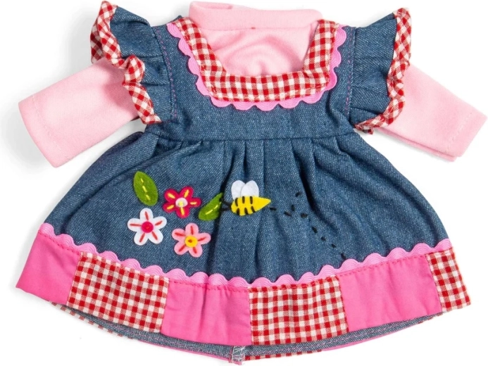 Bigjigs Toys rochie din denim cu tiv roz pentru păpușă 34 cm