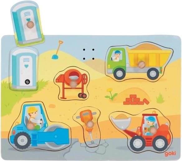 Puzzle sonor din lemn GOKI – pe șantier