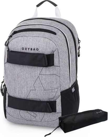Rucsac pentru elevi și penar Oxybag Sport Grey Melange