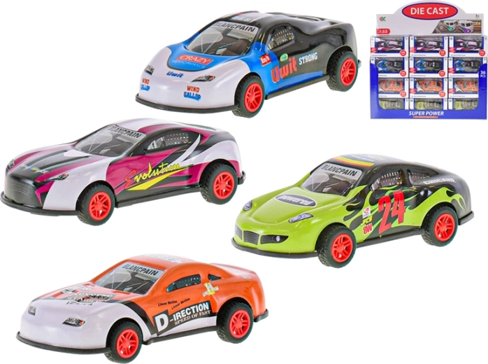 Mașinuță metalică 9 cm cu mecanism pull-back, 1:55, 4 modele