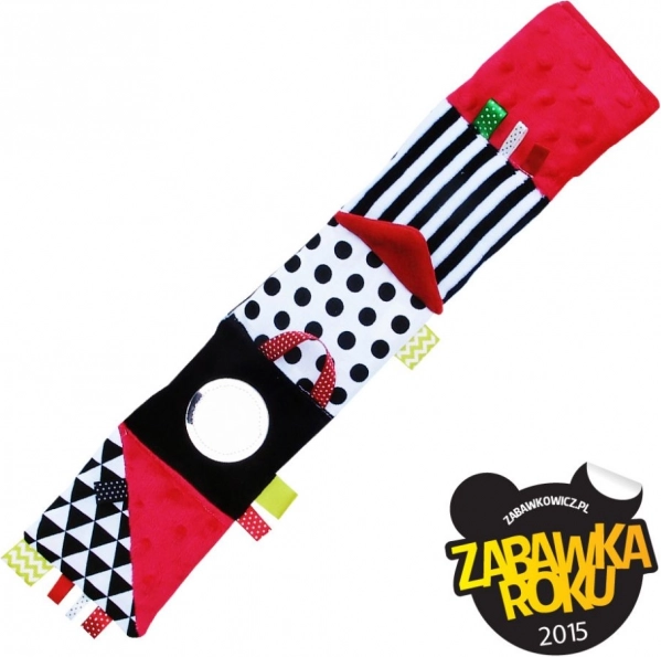 Cărticică textilă senzorială roșie pentru bebeluși