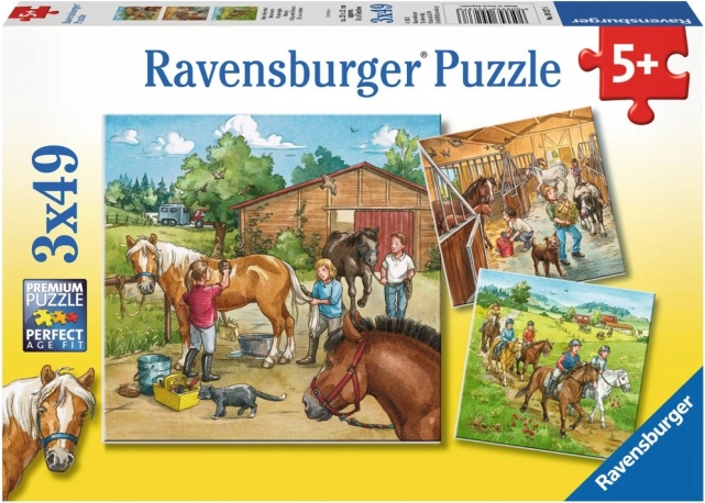 Puzzle Ravensburger O zi la cai 3x49 piese
