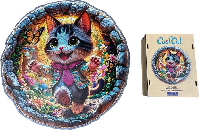 Puzzle din lemn – pisică stilată